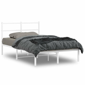 Greatstore Kovinski posteljni okvir z vzglavjem bel 120x190 cm
