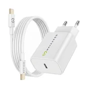 OEM Mayaxess, Omrežni polnilnik za iPhone 16 20W + 1m USB-C kabel, Bela, (5000275863)