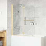 vidaXL Obloga za tuš Zlata 120 x 140 cm ESG steklo in aluminij