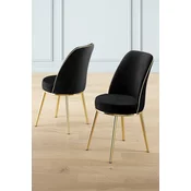 Hanah Home Set stolica Pefa, 45x91x42 cm, 2 komada, Crno-zlatne boje