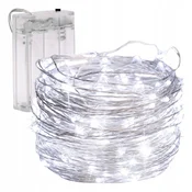 shumee Žične lučke 50 LED na baterije, hladno bela, 5 m, lučke za božično drevo, dekoracija
