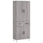 Greatstore Visoka komoda siva sonoma 69,5x34x180 cm inženirski les