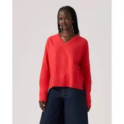 Levis for woman. 0046F-0003 Supersoft V-neck jumper red (L), Casual, Cotton