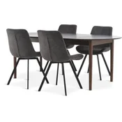 MARSTRAND D200/280 sto tamni hrast + 4 HYGUM stolice siva