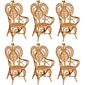 Casa Padrino vintage style hotel garden rattan dining chair set of 6 with armrests natural H. 95 cm