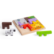 Bigjigs Toys Drvene puzzle kocke sa safari životinjama