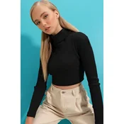Trend Alacati Stili Ženska bluza dugih rukava ALC-695-001, Rolka, Crna