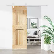 vidaXL Drsna vrata Naravna in bela 70 x 210 cm Masiven borov les