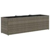 Vidaxl Vrtno cvetlično korito s 3 lonci siva 105x30x32 cm poli ratan