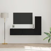 Set TV komoda Zidne 3 pcs Crni hrast Konstruirano drvo