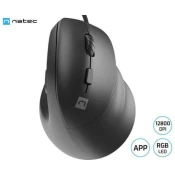 Natec Crake 2 PRO vertikalni žicani miš, 12800 DPI, za dešnjake, crni