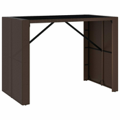 Barski stol sa staklenom plocom smedi 145x80x110 cm poliratan