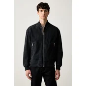 BOSS Usnjena jakna Jonorve 50562519 Mornarsko modra Regular Fit