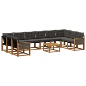 Set vanjskih sofa s jastukom 11 pcs Prirodna i crna