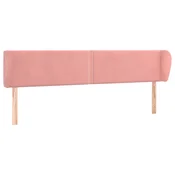 Vidaxl Vzglavje z ušesi roza 163x23x78/88 cm žamet