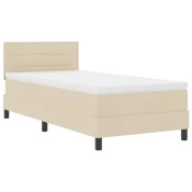 Krevet s opruga kutije s uzglavljem Krema 80 x 200 cm tkanina