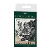 Faber-Castell - Flomasteri Faber-Castell Pitt Artist 199, črni, 8 komada