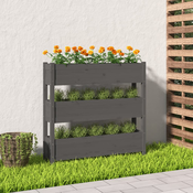 vidaXL Visoka greda siva 112x25x104,5 cm trdna borovina