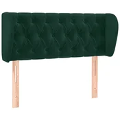 Vidaxl Vzglavje z ušesi temno zeleno 93x23x78/88 cm žamet