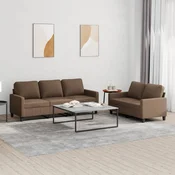 2-dijelni set sofa s jastucima smedi od tkanine
