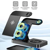 Bezicni punjac B-18 4u1 za 2x iPhone/Airpods/Apple Watch 15W crni