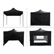 Greenline pop-up paviljon s kompletom 4 sten - 3x3m - črn