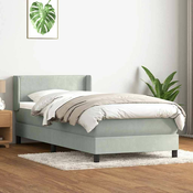 vidaXL vidaXL Box spring postelja z vzmetnico svetlo siva 80x220 cm žamet, (21792686)