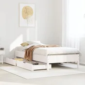 shumee vidaXL Posteljni okvir brez vzmetnice bel 75x190 cm masiven borov les