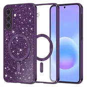 TPU gel maskica Techsuit Luxury Glitter MagSafe za Samsung Galaxy A57 - deep purple