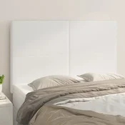vidaXL Vzglavje postelje belo 144x5x118/128 cm umetno usnje