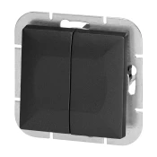 Ugradbena dvostruka sklopka s pozadinskim osvjetljenjem Pearl, 10A, 250V, WP-2P/S, crna
