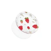 Pop Stalak za mobilni telefon Strawberry and Flowers, Transparentni