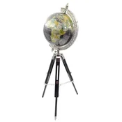 Casa Padrino deco globe multicolored/black/silver H. 78 cm - Height adjustable globe with tripod - Office decoration - Living room decoration - Decorative accessories