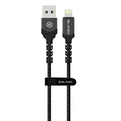 Blavec Raptor pleten kabel USB na Lightning 1 m – 2,4A, Apple CarPlay, črno-siv (CRA-UL24BG10)