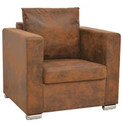 Vidaxl Fotelj rjav 82x73x82 cm umetno semiš usnje