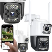 WIFI 4G dvojna brezžična vrtljiva 6MPX videonadzorna kamera IR LED bela