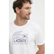 Majica kratkih rukava Lacoste za muškarce, boja: bež, s tiskom