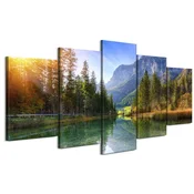 shumee Slika na italijanskem platnu 100 x 50 cm pentaptih - moderni slog - narava Slika na italijanskem platnu 150 x 75 cm pentaptih - moderni slog - narava