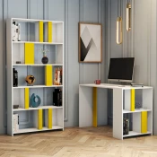 Hanah home Polica 120x75,4x60?cm Belo-Žuta