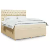 vidaXL Box spring postelja z vzmetnico krem 180x200 cm blago