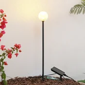 Lindby LED-sončna svetilka Brindley, črna, steklo, IP65 - Sodobni - črna, prosojna - Aluminij