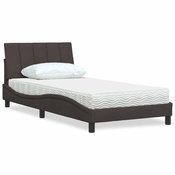 Krevet s madracem Hanko tamnosmedi 100 x 200 cm od tkanine