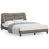 shumee vidaXL LED posteljni okvir brez vzmetnice taupe 140x190 cm blago