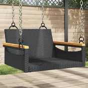 vidaXL Gugalna klop črna 63x62x40 cm poli ratan