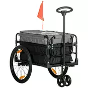 Homestar Kolesarski priklopnik 2-v-1 za tovor in prevoz 130x64x64 cm Črn