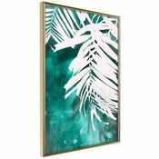 Poster - White Palm on Teal Background 40x60