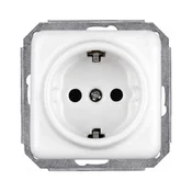 Elhard - Keramicka retro kucna uticnica SCHUKO 230 V bez okvira, bela