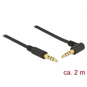 Delock kabel Stereo Jack 3,5 mm 4 pinski muški > muški pravokutni 2 m crni
