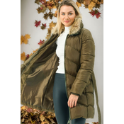 Z6767 DEWBERRY WOMENS COAT-PLAIN KHAKI
