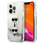 Karl Lagerfeld KLHCP13LKICGLS iPhone 13 Pro / 13 6,1 silver hardcase Liquid Glitter KarlChoupette Head (KLHCP13LKICGLS)